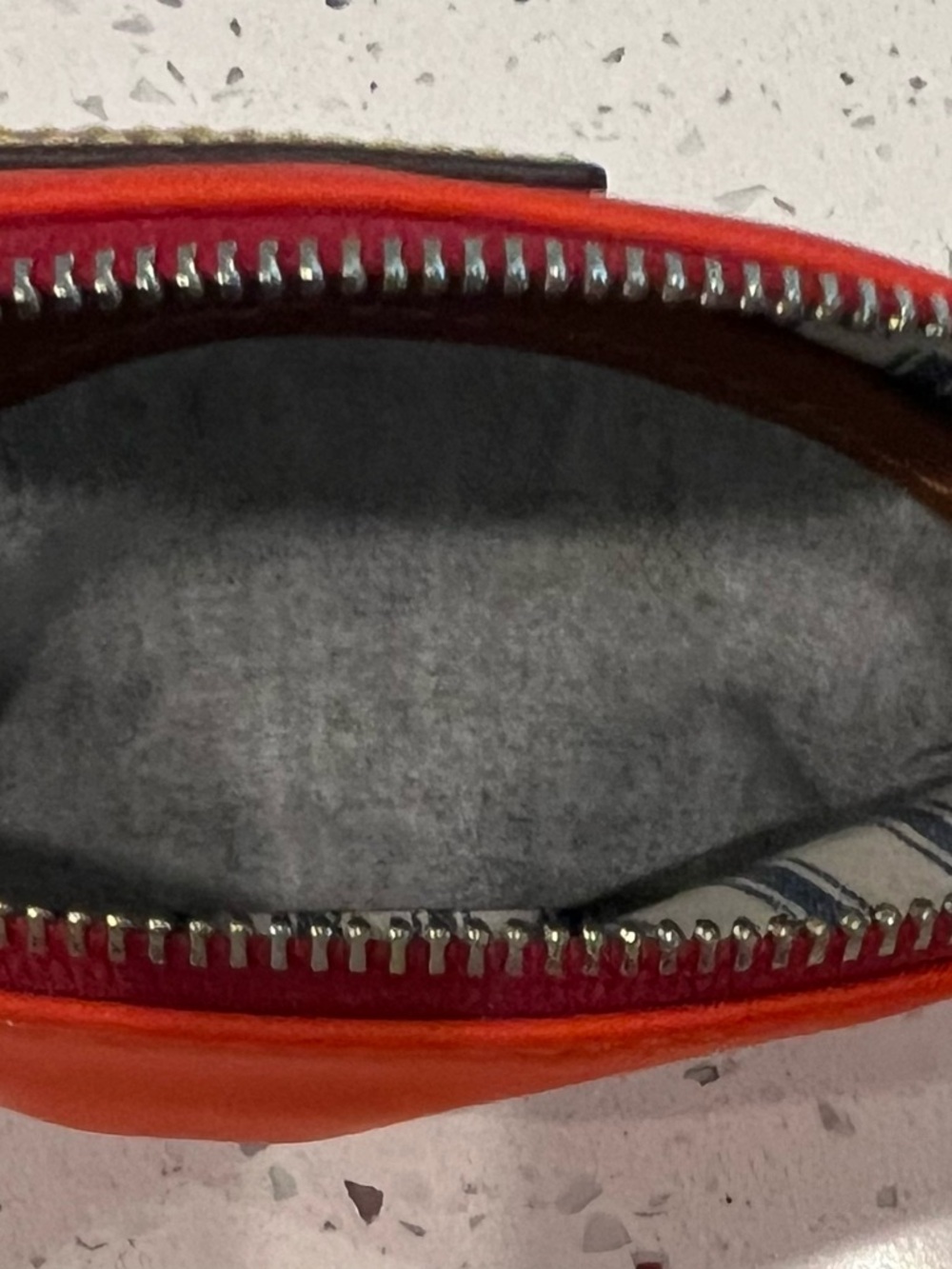 Dooney & Bourke Bright Orange Cosmetic Pouch with Leather Logo - Picture 5 of 6